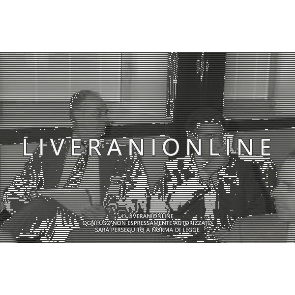 NEG-RETROSPETTIVA MASSIMO MORATTI PRESIDENTE INTER  NELLA FOTO MASSIMO MORATTI PRESIDENTE INTER NELL\'ANNO 1995 CON GIAMMARIA VISCONTI DI MODRONE A MILANO IN LEGA CALCIO AG ALDO LIVERANI SAS 