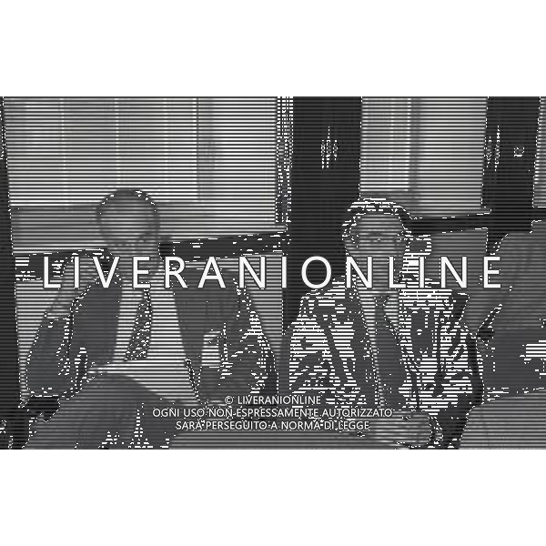 NEG-RETROSPETTIVA MASSIMO MORATTI PRESIDENTE INTER  NELLA FOTO MASSIMO MORATTI PRESIDENTE INTER NELL\'ANNO 1995 CON GIAMMARIA VISCONTI DI MODRONE A MILANO IN LEGA CALCIO AG ALDO LIVERANI SAS  