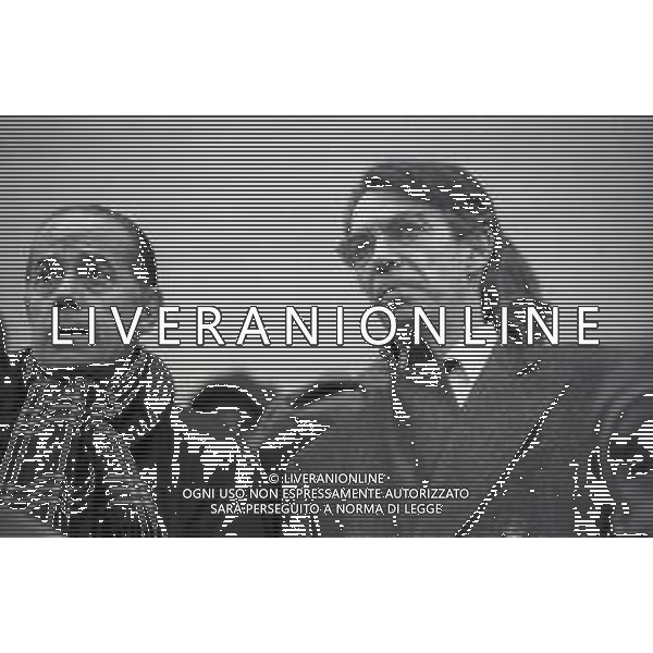 NEG-RETROSPETTIVA MASSIMO MORATTI PRESIDENTE INTER  NELLA FOTO MASSIMO MORATTI PRESIDENTE INTER CON LUIS SUAREZ NELL\'ANNO 1995 ALLA\'ARENA DI MILANO  AG ALDO LIVERANI SAS 