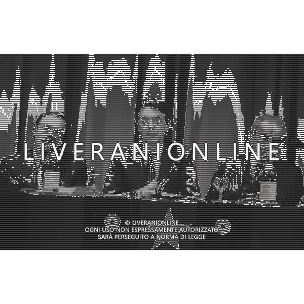NEG-RETROSPETTIVA MASSIMO MORATTI PRESIDENTE INTER  NELLA FOTO MASSIMO MORATTI PRESIDENTE INTER CON RINALDO GHELFI E GIUSEPPE PRISCO NELL\'ANNO 1995 AL TEATRO DELLE ERBE A MILANO AG ALDO LIVERANI SAS 