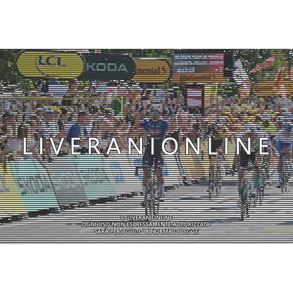 03-07-2023 Tour De France; Tappa 03 Amorebieta Etzano - Bayonne; 2023, Alpecin - Deceuninck; 2023, Bahrain - Victorious; Philipsen, Jasper; Bauhaus, Phil; Bayonne; ©SIROTTI/AGENZIA ALDO LIVERANI SAS