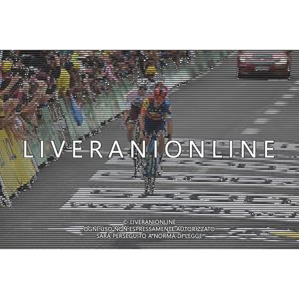 05-07-2023 Tour De France; Tappa 05 Pau - Laruns; 2023, Lidl - Trek; 2023, Ag2r - Citroen; Ciccone, Giulio; Gall, Felix; Laruns; ©SIROTTI/AGENZIA ALDO LIVERANI SAS