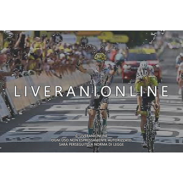 11-07-2023 Tour De France; Tappa 10 Vulcania - Issoire; 2023, Bahrain - Victorious; 2023, Intermarche - Circus Wanty; Bilbao, Peio; Zimmermann, Georg; Issoire; ©SIROTTI / AGENZIA ALDO LIVERANI SAS