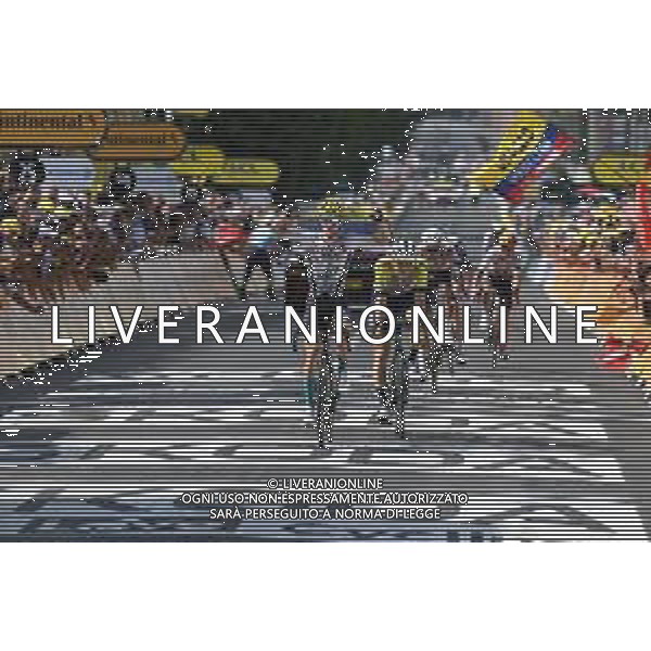 11-07-2023 Tour De France; Tappa 10 Vulcania - Issoire; 2023, Bahrain - Victorious; 2023, Intermarche - Circus Wanty; Bilbao, Peio; Zimmermann, Georg; Issoire; ©SIROTTI / AGENZIA ALDO LIVERANI SAS