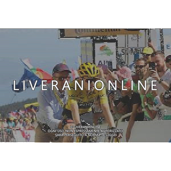 14-07-2023 Tour De France; Tappa 13 Chatillon Sur Chalaronne - Grand Colombier; 2023, Jumbo - Visma; Vingegaard, Jonas; Boury, Stephane; Grand Colombier; ©SIROTTI/AGENZIA ALDO LIVERANI SAS