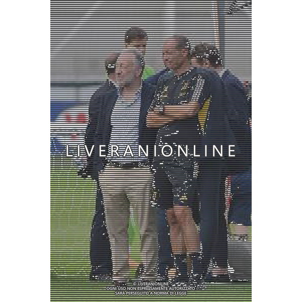 TVMV-Torino 15.07.2023 Continassa © Manuela Viganti/Agenzia Aldo Liverani Allenamento Juventus ritiro estivo 2023/2024 Nella foto: massimiliano allegri e massimo ferrero ©Viganti/AGENZIA ALDO LIVERANI SAS