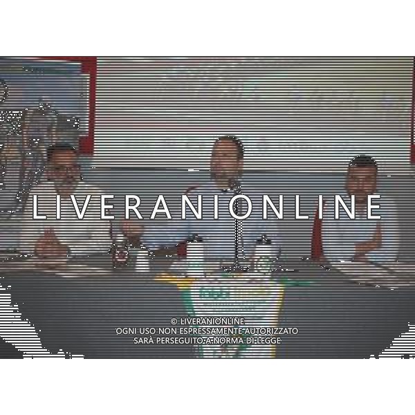 IMOLA 18 07 2023 AUTODROMO ENZO E DINO FERRARI CONFERNZA STAMPA 27 GP FABBI ORGANIZZATO DALLA CICLISTICA SANTERNO NELLA FOTO DIRETTORE DELL\'AUTODROMO PIETRO BENVENUTI,PRESIDENTE CICLISTICA SANTERNO LUCA MARTELLI E SINDACO DI IMOLA MARCO PANIERI FOTO GIANNI SANNA-AG ALD LIVERANI SAS