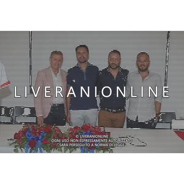 IMOLA 19 07 2023 IMOLESE CALCIO SERIE D CONFERENZA STAMPA PRESENTAZIONE DELLA NUOVA SOCIETA\' NELLA FOTO PRESIDENTE DELL\'IMOLESE CALCIO DOMENICO ALTOMONTE,ALLENATORE DELL\'IMOLESE CALCIO GIANNI D\'AMORE,DIRETTORE GENERALE DELL\'IMOLESE CALCIO ULISSE SAVINI E FRANCESCO SINTINI RESP SETTORE GIOVANILE ©SANNA/Agenzia Aldo Liverani Sas