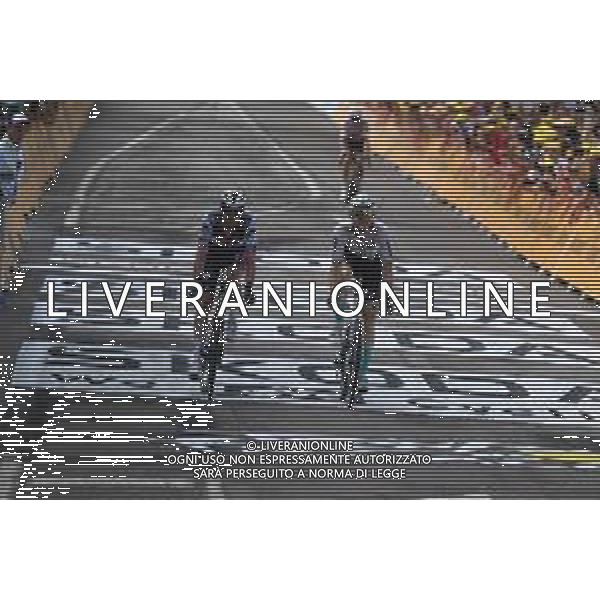 21-07-2023 Tour De France; Tappa 19 Moirans En Montagne - Poligny; 2023, Bahrain - Victorious; 2023, Soudal - Quickstep; Mohoric, Matej; Asgreen, Kasper; Poligny; ©SIROTTI / AGENZIA ALDO LIVERANI SAS