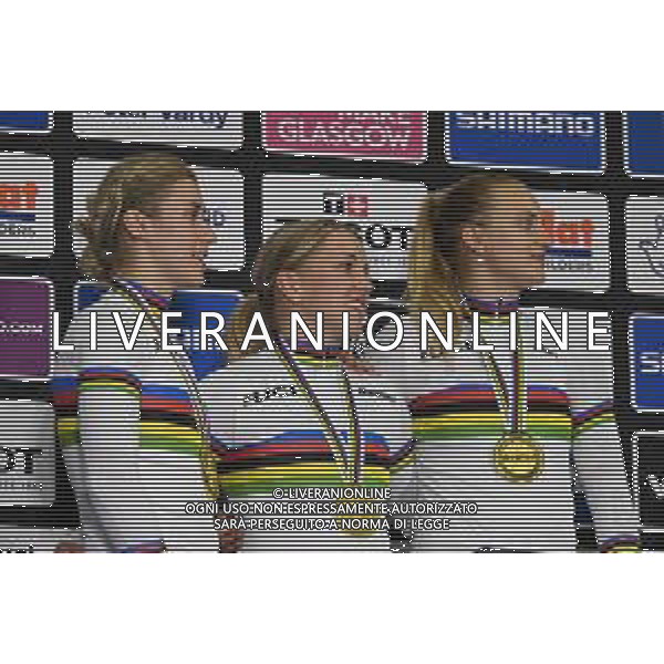 03-08-2023 World Championships Elite Women Track; Giornata 01; 2023, Germany; Grabosch, Pauline Sofie; Hinze, Emma; Friedrich, Lea Sophie; Glasgow - Sir Chris Hoy Velodrome; ©SIROTTI / AGENZIA ALDO LIVERANI SAS