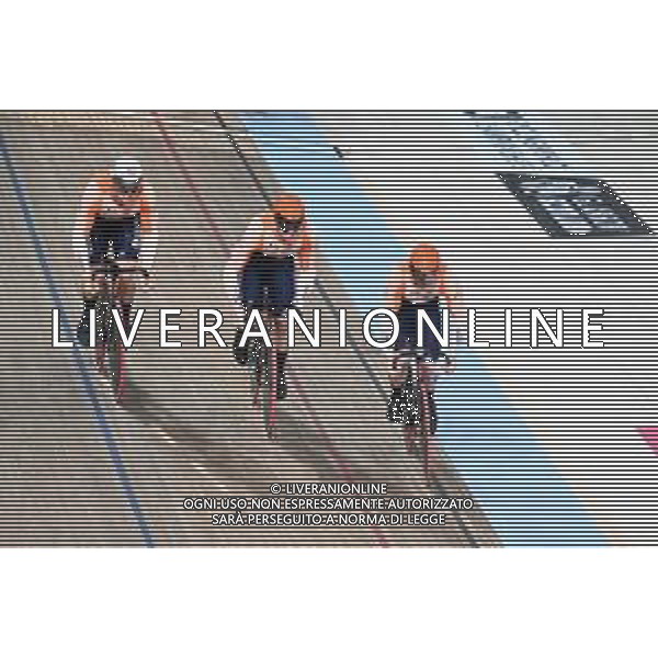 04-08-2023 World Championships Elite Track; Giornata 02; 2023, Olanda; Van Den Berg, Roy; Lavreysen, Harrie; Hoogland, Jeffrey; Glasgow - Sir Chris Hoy Velodrome; ©SIROTTI/AGENZIA ALDO LIVERANI SAS