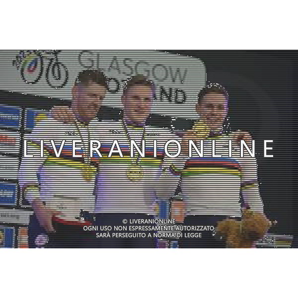 04-08-2023 World Championships Elite Track; Giornata 02; 2023, Olanda; Van Den Berg, Roy; Lavreysen, Harrie; Hoogland, Jeffrey; Glasgow - Sir Chris Hoy Velodrome; ©SIROTTI/AGENZIA ALDO LIVERANI SAS