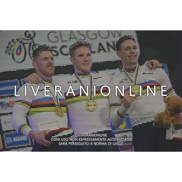 04-08-2023 World Championships Elite Track; Giornata 02; 2023, Olanda; Van Den Berg, Roy; Lavreysen, Harrie; Hoogland, Jeffrey; Glasgow - Sir Chris Hoy Velodrome; ©SIROTTI/AGENZIA ALDO LIVERANI SAS