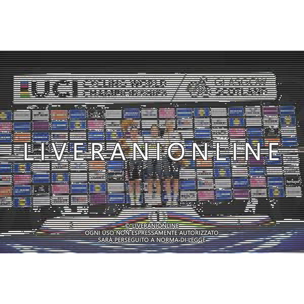 04-08-2023 World Championships Elite Women Track; Giornata 02; 2023, Germany; 2023, Australia; Hinze, Emma; Friedrich, Lea Sophie; Clonan, Kristina; Glasgow - Sir Chris Hoy Velodrome; ©SIROTTI/AGENZIA ALDO LIVERANI SAS
