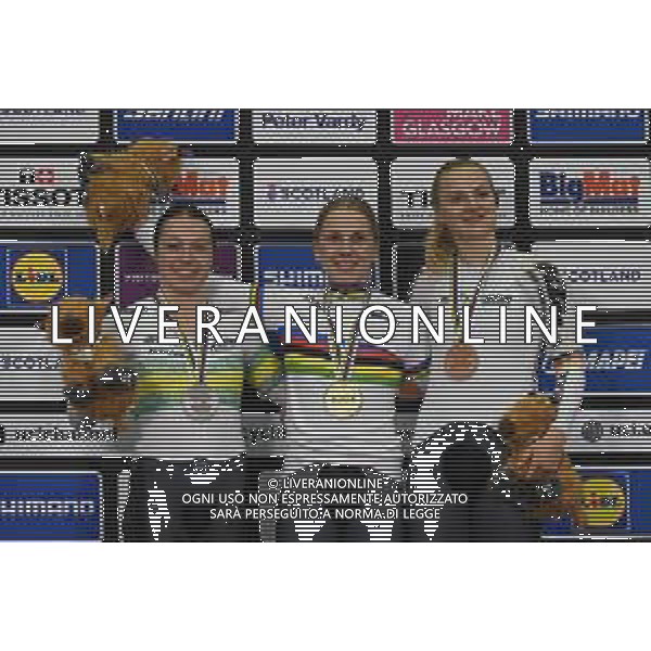 04-08-2023 World Championships Elite Women Track; Giornata 02; 2023, Germany; 2023, Australia; Hinze, Emma; Friedrich, Lea Sophie; Clonan, Kristina; Glasgow - Sir Chris Hoy Velodrome; ©SIROTTI/AGENZIA ALDO LIVERANI SAS