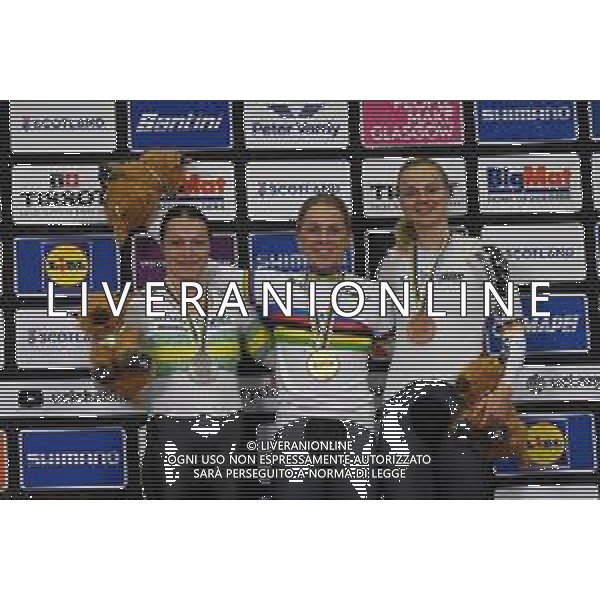04-08-2023 World Championships Elite Women Track; Giornata 02; 2023, Germany; 2023, Australia; Hinze, Emma; Friedrich, Lea Sophie; Clonan, Kristina; Glasgow - Sir Chris Hoy Velodrome; ©SIROTTI/AGENZIA ALDO LIVERANI SAS