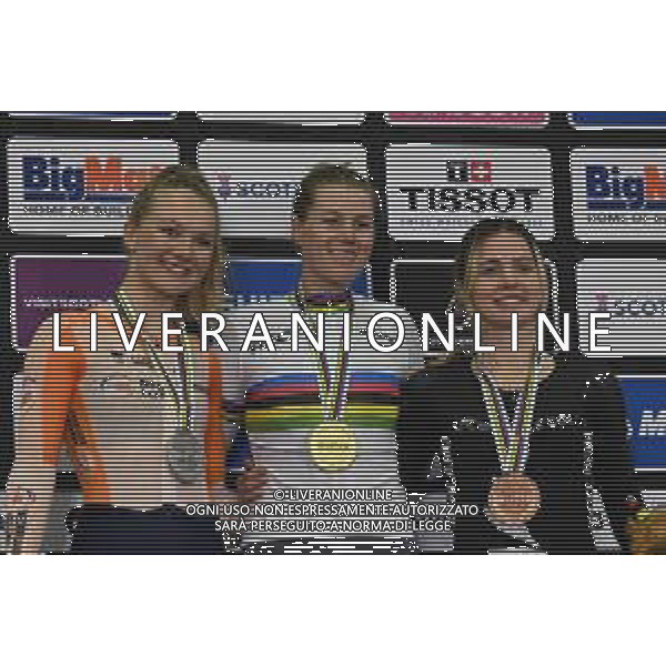 04-08-2023 World Championships Elite Women Track; Giornata 02; 2023, Usa; 2023, Olanda; 2023, New Zealand; Valente, Jennifer; Drummond, Michaela; Van Der Duin, Maike; Glasgow - Sir Chris Hoy Velodrome; ©SIROTTI/AGENZIA ALDO LIVERANI SAS