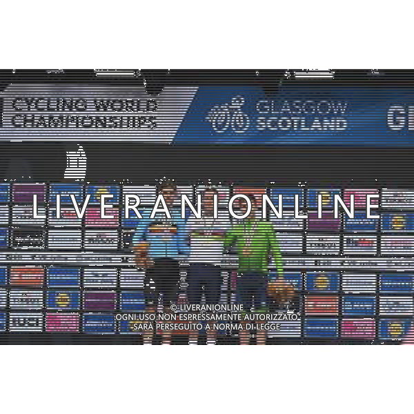 06-08-2023 World Championships Elite; 2023, Alpecin - Deceuninck; 2023, Jumbo - Visma; 2023, Uae Emirates; Van Der Poel, Mathieu; Van Aert, Wout; Pogacar, Tadej; Glasgow; ©SIROTTI/AGENZIA ALDO LIVERANI SAS