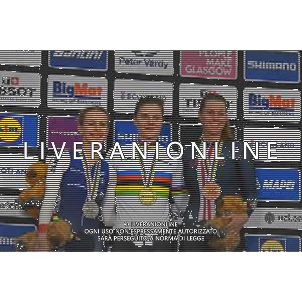 06-08-2023 World Championships Elite Women Track; Giornata 04; 2023, Belgium; 2023, France; 2023, Usa; Kopecky, Lotte; Fortin, Valentine; Valente, Jennifer; Glasgow - Sir Chris Hoy Velodrom; ©SIROTTI/AGENZIA ALDO LIVERANI SAS