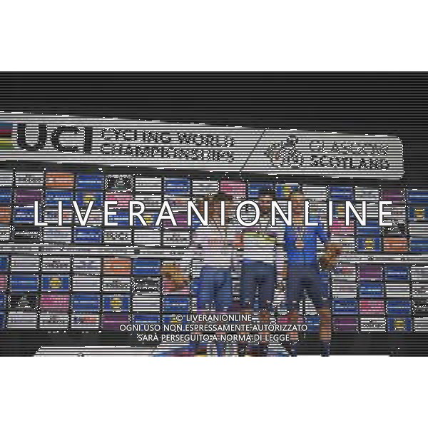 06-08-2023 World Championships Elite Track; Giornata 04; 2023, Ineos Grenadiers; 2023, Bahrain - Victorious; Ganna, Filippo; Bigham, Daniel; Milan, Jonathan; Glasgow - Sir Chris Hoy Velodrom; foto stefano sirotti-ag aldo liverani sas