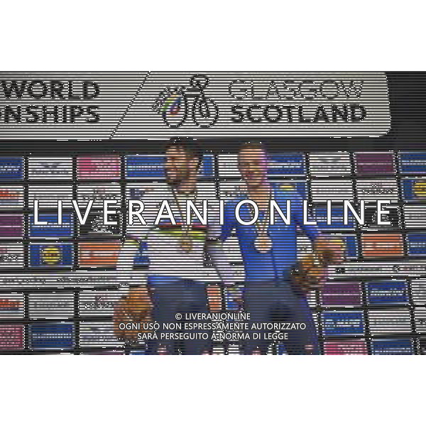 06-08-2023 World Championships Elite Track; Giornata 04; 2023, Ineos Grenadiers; 2023, Bahrain - Victorious; Ganna, Filippo; Milan, Jonathan; Glasgow - Sir Chris Hoy Velodrom; foto stefano sirotti-ag aldo liverani sas