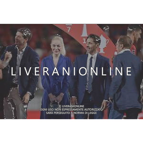 da SX Luigi Berlusconi, Marta Fascina, Piersilvio Berlusconi e di spalle Paolo Berlusconi Monza vs Milan Monza 08-08-2023 U-Power Stadium amichevole precampionato foto Roberto Garavaglia/ag. Aldo Liverani sas