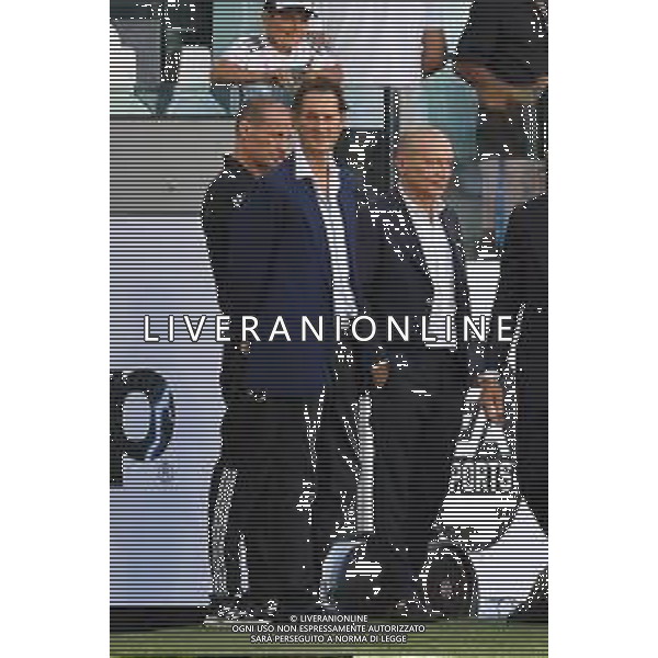 TVMV-Torino 09.08.2023 Allianz Stadium © Manuela Viganti/Agenzia Aldo Liverani Allenamento Juventus Centenario Famiglia Agnelli Nella foto: john elkan, massimiliano allegri e maurizio scanavino ©Viganti/AGENZIA ALDO LIVERANI SAS