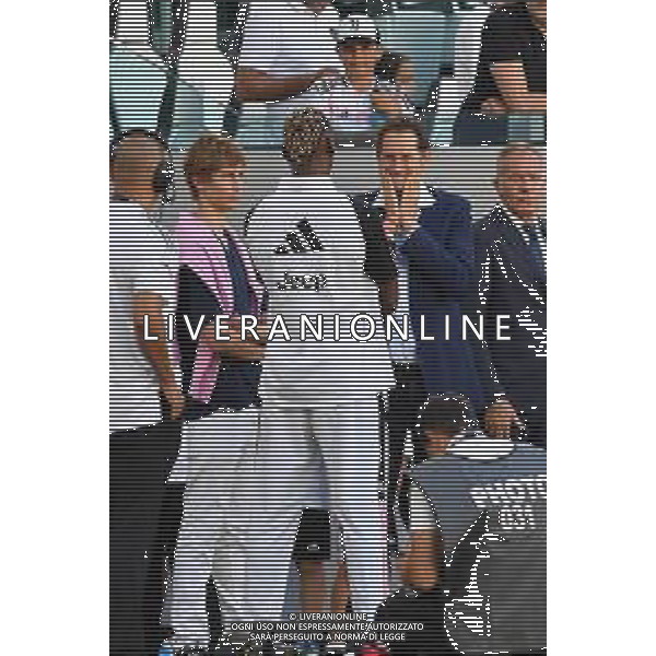 TVMV-Torino 09.08.2023 Allianz Stadium © Manuela Viganti/Agenzia Aldo Liverani Allenamento Juventus Centenario Famiglia Agnelli Nella foto: john elkann e paul pogba ©Viganti/AGENZIA ALDO LIVERANI SAS