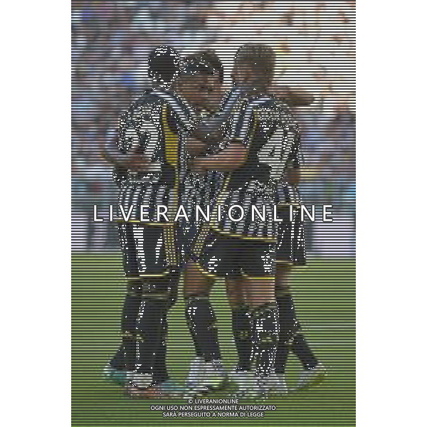 TVMV-Torino 09.08.2023 Allianz Stadium © Manuela Viganti/Agenzia Aldo Liverani Allenamento Juventus Centenario Famiglia Agnelli Nella foto: esultanza juventus dopo il gol di dusan vlahovic ©Viganti/AGENZIA ALDO LIVERANI SAS
