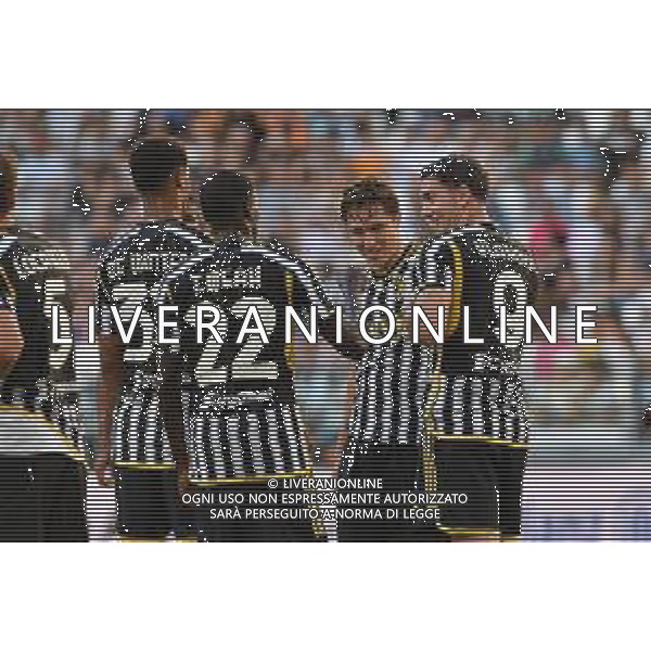 TVMV-Torino 09.08.2023 Allianz Stadium © Manuela Viganti/Agenzia Aldo Liverani Allenamento Juventus Centenario Famiglia Agnelli Nella foto: esultanza juventus dopo il gol di dusan vlahovic ©Viganti/AGENZIA ALDO LIVERANI SAS