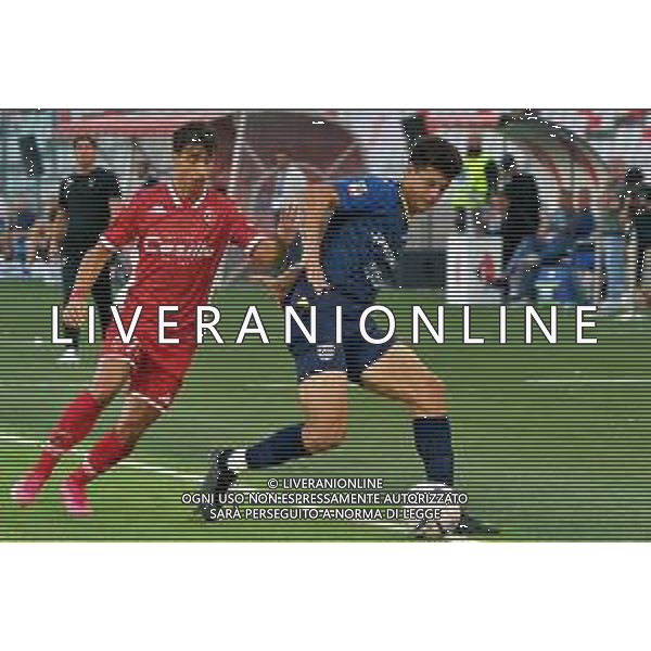 Yordan Osorio (Parma Calcio) and Gregorio Morachioli (SSC Bari) during the Coppa Italia Round of 32 match between SSC Bari and Parma Calcio at stadio San Nicola on August 12, 2023 in Bari, Italy. (Photo by Emmanuele Mastrodonato/ag. Aldo Liverani sas)