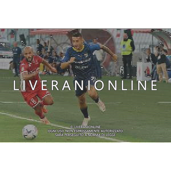 Anthony Partipilo (Parma Calcio) and Ahmad Benali (SSC Bari) during the Coppa Italia Round of 32 match between SSC Bari and Parma Calcio at stadio San Nicola on August 12, 2023 in Bari, Italy. (Photo by Emmanuele Mastrodonato/ag. Aldo Liverani sas)