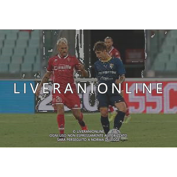 Adrian Bernabé (Parma Calcio) and Giuseppe Sibilli (SSC Bari) during the Coppa Italia Round of 32 match between SSC Bari and Parma Calcio at stadio San Nicola on August 12, 2023 in Bari, Italy. (Photo by Emmanuele Mastrodonato/ag. Aldo Liverani sas)