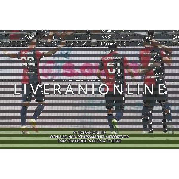 12-8-2023. Cagliari calcio-Palermo calcio. Trentaduesimi Coppa Italia Freccia Rossa 2023/2024, Stadio Unipol Domus Cagliari. Foto Salvatore Moi/Agenzia Aldo Liverani s.a.s. Nella foto: Gol ed esultanza del Cagliari in casa contro il Palermo, nello stadio Unipol Domus di Cagliari. Segna:Alberto Dossena Cagliari ©MOI SALVATORE / AGENZIA ALDO LIVERANI SAS  