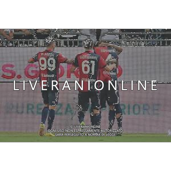 12-8-2023. Cagliari calcio-Palermo calcio. Trentaduesimi Coppa Italia Freccia Rossa 2023/2024, Stadio Unipol Domus Cagliari. Foto Salvatore Moi/Agenzia Aldo Liverani s.a.s. Nella foto: Gol ed esultanza del Cagliari in casa contro il Palermo, nello stadio Unipol Domus di Cagliari. Segna:Alberto Dossena Cagliari ©MOI SALVATORE / AGENZIA ALDO LIVERANI SAS  