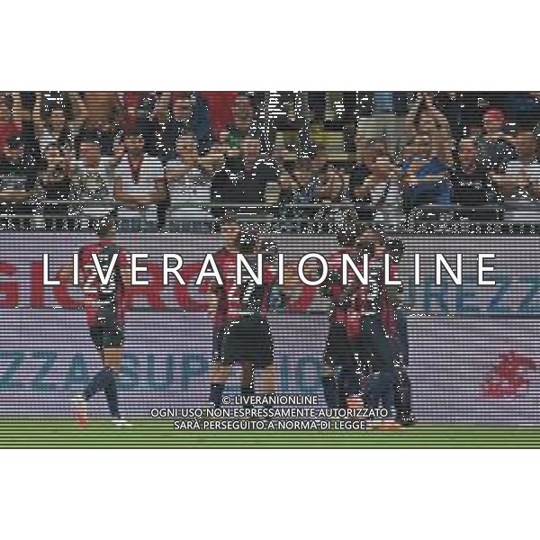 12-8-2023. Cagliari calcio-Palermo calcio. Trentaduesimi Coppa Italia Freccia Rossa 2023/2024, Stadio Unipol Domus Cagliari. Foto Salvatore Moi/Agenzia Aldo Liverani s.a.s. Nella foto: Gol ed esultanza del Cagliari in casa contro il Palermo, nello stadio Unipol Domus di Cagliari. Segna:Alberto Dossena Cagliari ©MOI SALVATORE / AGENZIA ALDO LIVERANI SAS  