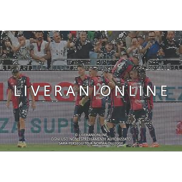 12-8-2023. Cagliari calcio-Palermo calcio. Trentaduesimi Coppa Italia Freccia Rossa 2023/2024, Stadio Unipol Domus Cagliari. Foto Salvatore Moi/Agenzia Aldo Liverani s.a.s. Nella foto: Gol ed esultanza del Cagliari in casa contro il Palermo, nello stadio Unipol Domus di Cagliari. Segna:Alberto Dossena Cagliari ©MOI SALVATORE / AGENZIA ALDO LIVERANI SAS  