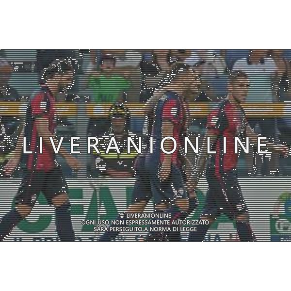 12-8-2023. Cagliari calcio-Palermo calcio. Trentaduesimi Coppa Italia Freccia Rossa 2023/2024, Stadio Unipol Domus Cagliari. Foto Salvatore Moi/Agenzia Aldo Liverani s.a.s. Nella foto: Gol ed esultanza del Cagliari in casa contro il Palermo, nello stadio Unipol Domus di Cagliari. Segna:Alessandro Di Padro Cagliari ©MOI SALVATORE / AGENZIA ALDO LIVERANI SAS  