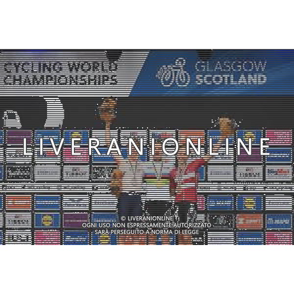13-08-2023 World Championships Elite Women; 2023, Belgium; 2023, Olanda; 2023, Danimarca; Kopecky, Lotte; Vollering, Demi; Ludwig, Cecilie Uttrup; Glasgow; ©SIROTTI / AGENZIA ALDO LIVERANI SAS  