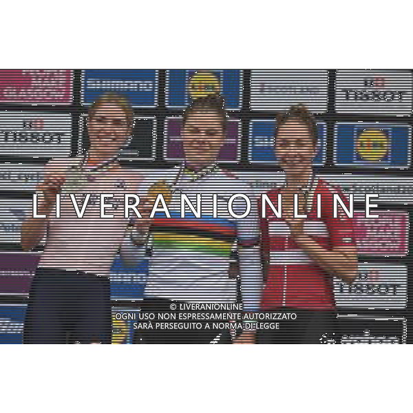 13-08-2023 World Championships Elite Women; 2023, Belgium; 2023, Olanda; 2023, Danimarca; Kopecky, Lotte; Vollering, Demi; Ludwig, Cecilie Uttrup; Glasgow; ©SIROTTI / AGENZIA ALDO LIVERANI SAS  