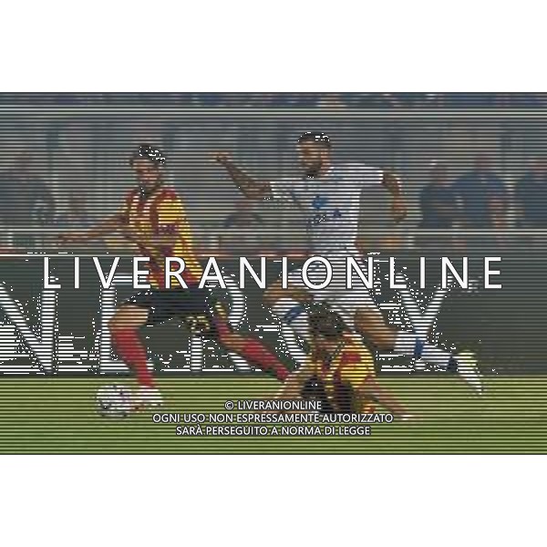 Patrick Cutrone (Como 1907) and Antonino Gallo (US Lecce) Federico Baschirotto (US Lecce) during the Coppa Italia Round of 32 match between US Lecce and Como 1907 at stadio Via Del Mare on August 13, 2023 in Lecce, Italy. (Photo by Emmanuele Mastrodonato/ag. Aldo Liverani sas) ©Emmanuele Mastrodonato / AGENZIA ALDO LIVERANI SAS  