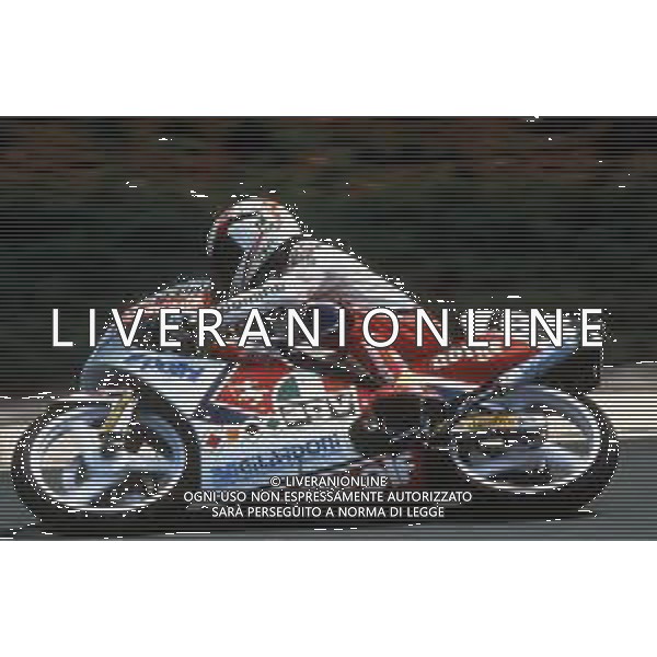 RETROSPETTIVA LORIS CAPIROSSI PILOTA MOTO NELLA FOTO LORIS CAPIROSSI NELL\'ANNO 1990 CAMPIONE DEL MONDO CC 125 FOTO CONTROLUCE-AG ALDO LIVERANI SAS