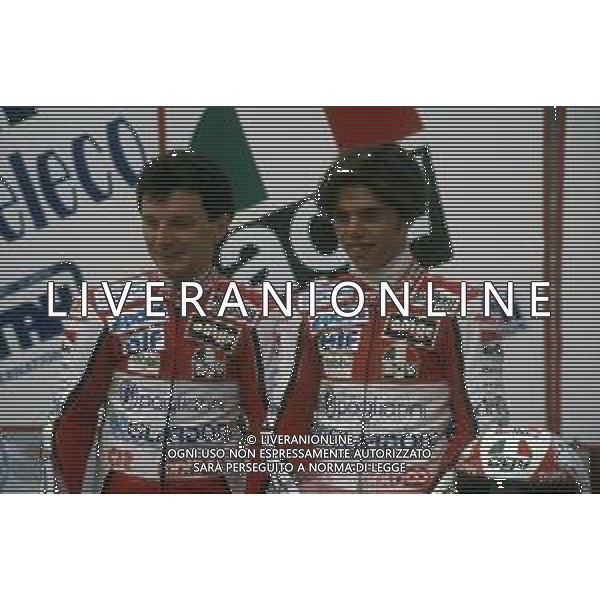 RETROSPETTIVA LORIS CAPIROSSI PILOTA MOTO NELLA FOTO LORIS CAPIROSSI NELL\'ANNO 1991 CON FAUSRO GRESINI AGENZIA CONTROLUCE-AG ALDO LIVERANI SAS 