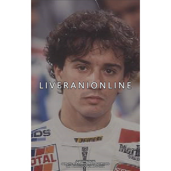 DIAP-RETROSPETTIVA LUCA CADALORA PILOTA MOTO NELLA FOTO LUCA CADALORA NELL\'ANNO 1987 OSPITE DELLA TRASMISSIONE TELEVISIVA LA DOMENICA SPORTIVA FOTO ALDO LIVERANI-AG ALDO LIVERANI SAS