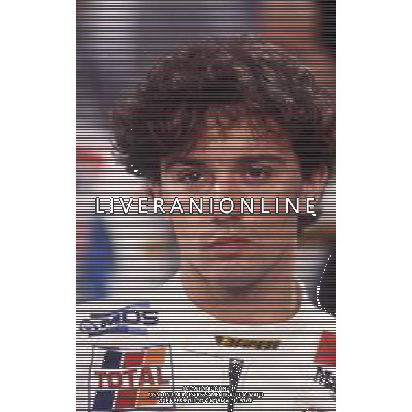 DIAP-RETROSPETTIVA LUCA CADALORA PILOTA MOTO NELLA FOTO LUCA CADALORA NELL\'ANNO 1987 OSPITE DELLA TRASMISSIONE TELEVISIVA LA DOMENICA SPORTIVA FOTO ALDO LIVERANI-AG ALDO LIVERANI SAS
