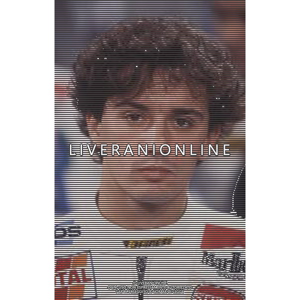 DIAP-RETROSPETTIVA LUCA CADALORA PILOTA MOTO NELLA FOTO LUCA CADALORA NELL\'ANNO 1987 OSPITE DELLA TRASMISSIONE TELEVISIVA LA DOMENICA SPORTIVA FOTO ALDO LIVERANI-AG ALDO LIVERANI SAS