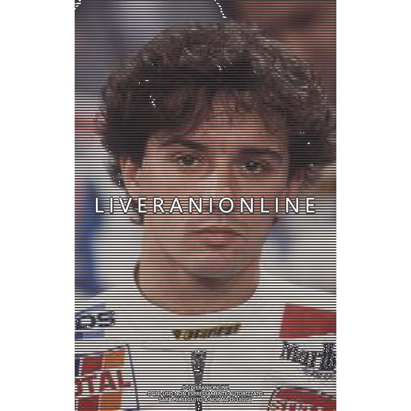 DIAP-RETROSPETTIVA LUCA CADALORA PILOTA MOTO NELLA FOTO LUCA CADALORA NELL\'ANNO 1987 OSPITE DELLA TRASMISSIONE TELEVISIVA LA DOMENICA SPORTIVA FOTO ALDO LIVERANI-AG ALDO LIVERANI SAS