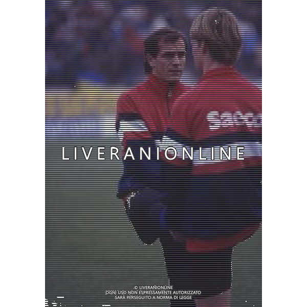 DIAP-RETROSPETTIVA STEFANO CUOGHI CALCIATORE NELLA FOTO STEFANO CUOGHI CON LA MAGLIA DEL PISA NELL\'ANNO 1988-1989 AG ALDO LIVERANI SAS 