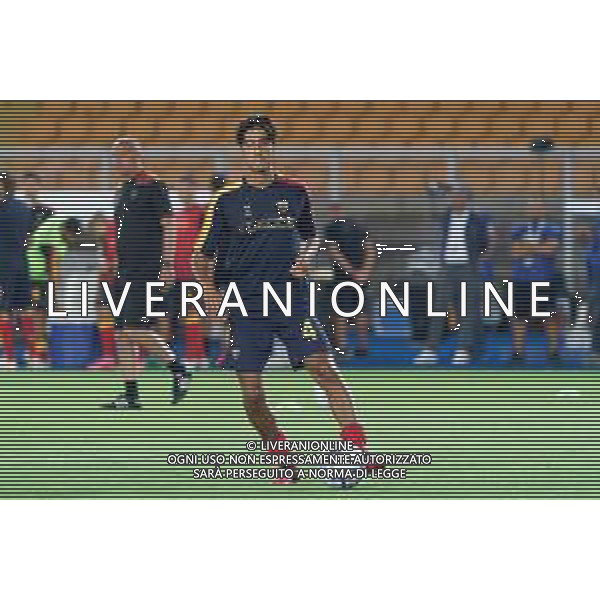 Youssef Maleh (US Lecce) warm up during the Coppa Italia Round of 32 match between US Lecce and Como 1907 at stadio Via Del Mare on August 13, 2023 in Lecce, Italy. (Photo by Emmanuele Mastrodonato/ag. Aldo Liverani sas) / AGENZIA ALDO LIVERANI SAS  