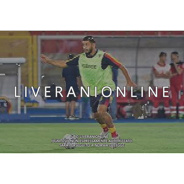 Hamza Rafia (US Lecce) warm up during the Coppa Italia Round of 32 match between US Lecce and Como 1907 at stadio Via Del Mare on August 13, 2023 in Lecce, Italy. (Photo by Emmanuele Mastrodonato/ag. Aldo Liverani sas) / AGENZIA ALDO LIVERANI SAS  